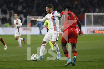 12/02/2022 - Houssem AOUAR of Lyon during the French championship Ligue 1 football match between Olympique Lyonnais and OGC Nice on February 12, 2022 at Groupama stadium in Decines-Charpieu near Lyon, France - OLYMPIQUE LYONNAIS VS OGC NICE - FRENCH LIGUE 1 - CALCIO