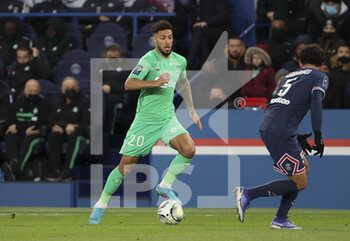 2022-02-27 - Denis Bouanga of Saint-Etienne during the French championship Ligue 1 football match between Paris Saint-Germain (PSG) and AS Saint-Etienne (ASSE) on February 26, 2022 at Parc des Princes stadium in Paris, France - PARIS SAINT-GERMAIN (PSG) VS AS SAINT-ETIENNE (ASSE) - FRENCH LIGUE 1 - SOCCER