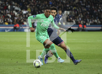 27/02/2022 - Zaydou Youssouf of Saint-Etienne, Marquinhos of PSG during the French championship Ligue 1 football match between Paris Saint-Germain (PSG) and AS Saint-Etienne (ASSE) on February 26, 2022 at Parc des Princes stadium in Paris, France - PARIS SAINT-GERMAIN (PSG) VS AS SAINT-ETIENNE (ASSE) - FRENCH LIGUE 1 - CALCIO
