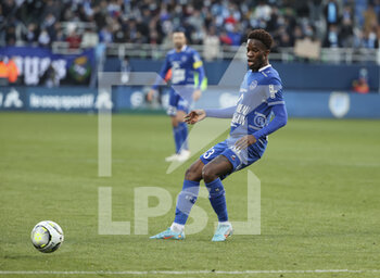 2022-02-27 - Gabriel Salmier of Troyes during the French championship Ligue 1 football match between ESTAC Troyes and Olympique de Marseille (OM) on February 27, 2022 at Stade de l'Aube in Troyes, France - ESTAC TROYES VS OLYMPIQUE DE MARSEILLE - FRENCH LIGUE 1 - SOCCER