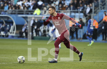 2022-02-27 - Goalkeeper of Marseille Pau Lopez during the French championship Ligue 1 football match between ESTAC Troyes and Olympique de Marseille (OM) on February 27, 2022 at Stade de l'Aube in Troyes, France - ESTAC TROYES VS OLYMPIQUE DE MARSEILLE - FRENCH LIGUE 1 - SOCCER