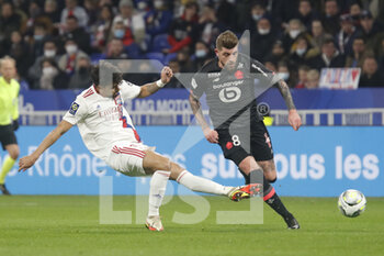 27/02/2022 - Lucas PAQUETA of Lyon and XEKA of Lille during the French championship Ligue 1 football match between Olympique Lyonnais (Lyon) and LOSC Lille on February 27, 2022 at Groupama stadium in Decines-Charpieu near Lyon, France - OLYMPIQUE LYONNAIS (LYON) VS LOSC LILLE - FRENCH LIGUE 1 - CALCIO