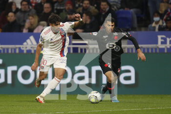 27/02/2022 - Mehmet CELIK of Lille and Lucas PAQUETA of Lyon during the French championship Ligue 1 football match between Olympique Lyonnais (Lyon) and LOSC Lille on February 27, 2022 at Groupama stadium in Decines-Charpieu near Lyon, France - OLYMPIQUE LYONNAIS (LYON) VS LOSC LILLE - FRENCH LIGUE 1 - CALCIO