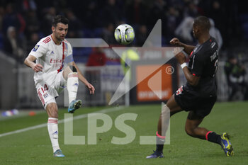 27/02/2022 - Leo DUBOIS of Lyon and Tiago EMBALO DJALO of Lille during the French championship Ligue 1 football match between Olympique Lyonnais (Lyon) and LOSC Lille on February 27, 2022 at Groupama stadium in Decines-Charpieu near Lyon, France - OLYMPIQUE LYONNAIS (LYON) VS LOSC LILLE - FRENCH LIGUE 1 - CALCIO