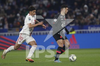27/02/2022 - Hatem BEN ARFA of Lille and Lucas PAQUETA of Lyon during the French championship Ligue 1 football match between Olympique Lyonnais (Lyon) and LOSC Lille on February 27, 2022 at Groupama stadium in Decines-Charpieu near Lyon, France - OLYMPIQUE LYONNAIS (LYON) VS LOSC LILLE - FRENCH LIGUE 1 - CALCIO