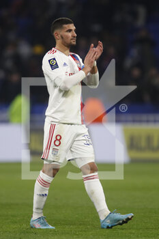 27/02/2022 - Houssem AOUAR of Lyon during the French championship Ligue 1 football match between Olympique Lyonnais (Lyon) and LOSC Lille on February 27, 2022 at Groupama stadium in Decines-Charpieu near Lyon, France - OLYMPIQUE LYONNAIS (LYON) VS LOSC LILLE - FRENCH LIGUE 1 - CALCIO