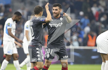 2022-03-06 - Kevin Volland talks with Wissam Ben Yedder (left) of Monaco during the French championship Ligue 1 football match between Olympique de Marseille (OM) and AS Monaco (ASM) on March 6, 2022 at Velodrome stadium in Marseille, France - OLYMPIQUE DE MARSEILLE (OM) VS AS MONACO (ASM) - FRENCH LIGUE 1 - SOCCER