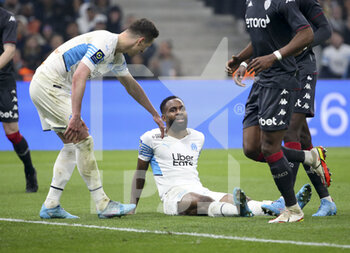 2022-03-06 - Cedric Bakambu, Arkadiusz Milik (left) of Marseille during the French championship Ligue 1 football match between Olympique de Marseille (OM) and AS Monaco (ASM) on March 6, 2022 at Velodrome stadium in Marseille, France - OLYMPIQUE DE MARSEILLE (OM) VS AS MONACO (ASM) - FRENCH LIGUE 1 - SOCCER