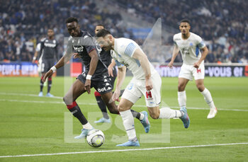2022-03-06 - Sead Kolasinac of Marseille, Chrislain Matsima of Monaco (left) during the French championship Ligue 1 football match between Olympique de Marseille (OM) and AS Monaco (ASM) on March 6, 2022 at Velodrome stadium in Marseille, France - OLYMPIQUE DE MARSEILLE (OM) VS AS MONACO (ASM) - FRENCH LIGUE 1 - SOCCER