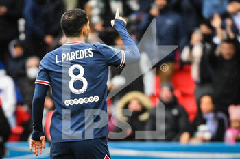 13/03/2022 - Leandro PAREDES of PSG celebrates his goal during the Fench championship Ligue 1 football match between Paris Saint-Germain and Girondins de Bordeaux on March 13, 2022 at Parc des Princes stadium in Paris, France - PARIS SAINT-GERMAIN VS GIRONDINS DE BORDEAUX - FRENCH LIGUE 1 - CALCIO