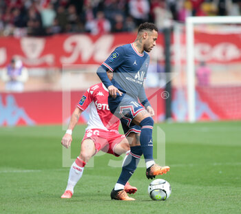 2022-03-20 - Neymar of Paris Saint-Germain  during the French championship Ligue 1 football match between AS Monaco and Paris Saint-Germain on March 20, 2022 at Louis II stadium in Monaco - AS MONACO VS PARIS SAINT-GERMAIN FC - FRENCH LIGUE 1 - SOCCER