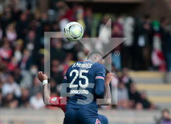 2022-03-20 - Nuno Mendes of Paris Saint-Germain  during the French championship Ligue 1 football match between AS Monaco and Paris Saint-Germain on March 20, 2022 at Louis II stadium in Monaco - AS MONACO VS PARIS SAINT-GERMAIN FC - FRENCH LIGUE 1 - SOCCER