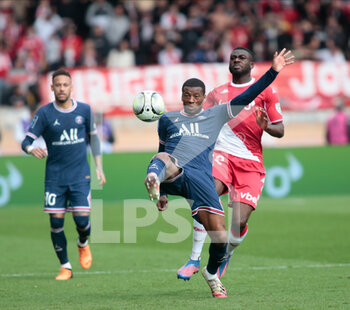 2022-03-20 - Nuno Mendes of Paris Saint-Germain  during the French championship Ligue 1 football match between AS Monaco and Paris Saint-Germain on March 20, 2022 at Louis II stadium in Monaco - AS MONACO VS PARIS SAINT-GERMAIN FC - FRENCH LIGUE 1 - SOCCER