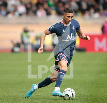 2022-03-20 - Achraf Hakimi of Paris Saint-Germain  during the French championship Ligue 1 football match between AS Monaco and Paris Saint-Germain on March 20, 2022 at Louis II stadium in Monaco - AS MONACO VS PARIS SAINT-GERMAIN FC - FRENCH LIGUE 1 - SOCCER