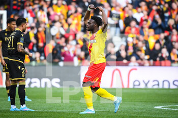 10/04/2022 - Arnaud KALIMUENDO of Lens celebrates his goal during the French championship Ligue 1 football match between RC Lens and OGC Nice on April 10, 2022 at Bollaert-Delelis stadium in Lens, France - RC LENS VS OGC NICE - FRENCH LIGUE 1 - CALCIO