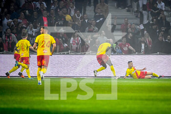 2022-04-16 - Przemyslaw Adam FRANKOWSKI of Lens celebrate his goal with teammates during the French championship Ligue 1 football match between LOSC Lille and RC Lens on April 16, 2022 at Pierre Mauroy stadium in Villeneuve-d'Ascq near Lille, France - LOSC LILLE VS RC LENS - FRENCH LIGUE 1 - SOCCER