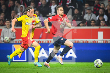 16/04/2022 - Patrick BERG of Lens and Gabriel GUDMUNDSSON of Lille during the French championship Ligue 1 football match between LOSC Lille and RC Lens on April 16, 2022 at Pierre Mauroy stadium in Villeneuve-d'Ascq near Lille, France - LOSC LILLE VS RC LENS - FRENCH LIGUE 1 - CALCIO