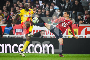 2022-04-16 - Seko FOFANA of Lens and Benjamin ANDRE of Lille during the French championship Ligue 1 football match between LOSC Lille and RC Lens on April 16, 2022 at Pierre Mauroy stadium in Villeneuve-d'Ascq near Lille, France - LOSC LILLE VS RC LENS - FRENCH LIGUE 1 - SOCCER