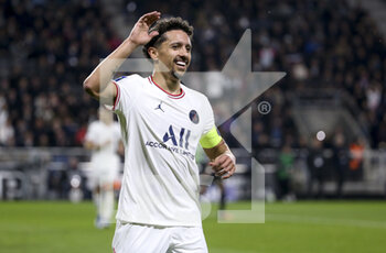 2022-04-20 - Marquinhos of PSG celebrates his goal during the French championship Ligue 1 football match between SCO Angers and Paris Saint-Germain on April 20, 2022 at Raymond Kopa stadium in Angers, France - SCO ANGERS VS PARIS SAINT-GERMAIN - FRENCH LIGUE 1 - SOCCER