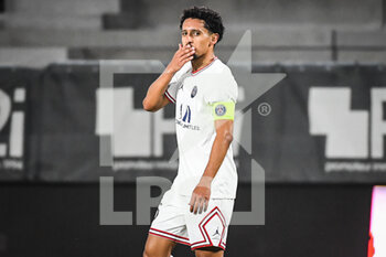 2022-04-20 - MARQUINHOS of PSG celebrates his goal during the French championship Ligue 1 football match between SCO Angers and Paris Saint-Germain on April 20, 2022 at Raymond Kopa stadium in Angers, France - SCO ANGERS VS PARIS SAINT-GERMAIN - FRENCH LIGUE 1 - SOCCER