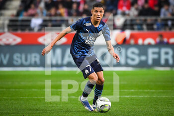 2022-04-24 - Amine HARIT of Marseille during the French championship Ligue 1 football match between Stade de Reims and Olympique de Marseille on April 24, 2022 at Auguste Delaune stadium in Reims, France - STADE DE REIMS VS OLYMPIQUE DE MARSEILLE - FRENCH LIGUE 1 - SOCCER