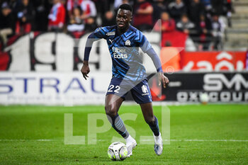 2022-04-24 - Pape GUEYE of Marseille during the French championship Ligue 1 football match between Stade de Reims and Olympique de Marseille on April 24, 2022 at Auguste Delaune stadium in Reims, France - STADE DE REIMS VS OLYMPIQUE DE MARSEILLE - FRENCH LIGUE 1 - SOCCER