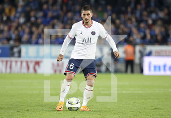 29/04/2022 - Marco Verratti of PSG during the French championship Ligue 1 football match between RC Strasbourg Alsace (RCSA) and Paris Saint-Germain (PSG) on April 29, 2022 at Stade de La Meinau in Strasbourg, France - RC STRASBOURG VS PARIS SAINT-GERMAIN - FRENCH LIGUE 1 - CALCIO