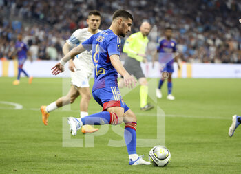 2022-05-01 - Houssem Aouar of Lyon during the French championship Ligue 1 football match between Olympique de Marseille (OM) and Olympique Lyonnais (OL, Lyon) on May 1, 2022 at Stade Velodrome in Marseille, France - OLYMPIQUE DE MARSEILLE (OM) VS OLYMPIQUE LYONNAIS (OL, LYON) - FRENCH LIGUE 1 - SOCCER