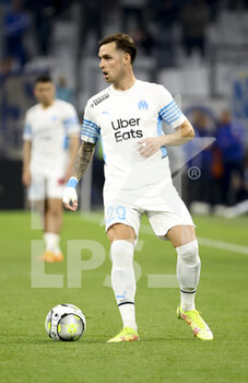 2022-05-01 - Pol Lirola of Marseille during the French championship Ligue 1 football match between Olympique de Marseille (OM) and Olympique Lyonnais (OL, Lyon) on May 1, 2022 at Stade Velodrome in Marseille, France - OLYMPIQUE DE MARSEILLE (OM) VS OLYMPIQUE LYONNAIS (OL, LYON) - FRENCH LIGUE 1 - SOCCER