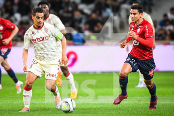 2022-05-06 - Wissam BEN YEDDER of Monaco and Benjamin ANDRE of Lille during the French championship Ligue 1 football match between LOSC Lille and AS Monaco on May 6, 2022 at Pierre Mauroy stadium in Villeneuve-d'Ascq near Lille, France - LOSC LILLE VS AS MONACO - FRENCH LIGUE 1 - SOCCER