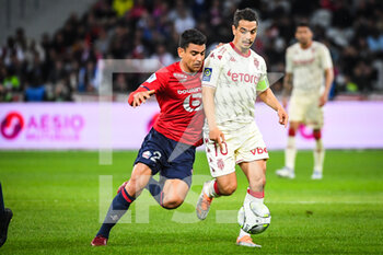 2022-05-06 - Benjamin ANDRE of Lille and Wissam BEN YEDDER of Monaco during the French championship Ligue 1 football match between LOSC Lille and AS Monaco on May 6, 2022 at Pierre Mauroy stadium in Villeneuve-d'Ascq near Lille, France - LOSC LILLE VS AS MONACO - FRENCH LIGUE 1 - SOCCER
