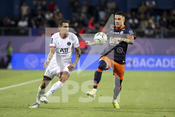 2022-05-14 - Angel Di Maria of PSG, Mihailo Ristic of Montpellier during the French championship Ligue 1 football match between Montpellier HSC and Paris Saint-Germain on May 14, 2022 at La Mosson stadium in Montpellier, France - MONTPELLIER HSC VS PARIS SAINT-GERMAIN - FRENCH LIGUE 1 - SOCCER