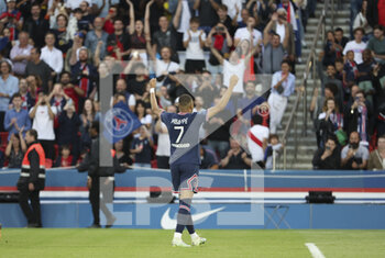 2022-05-21 - Kylian Mbappe of PSG celebrates his goal during the French championship Ligue 1 football match between Paris Saint-Germain (PSG) and FC Metz on May 21, 2022 at Parc des Princes stadium in Paris, France - PARIS SAINT-GERMAIN (PSG) VS FC METZ - FRENCH LIGUE 1 - SOCCER