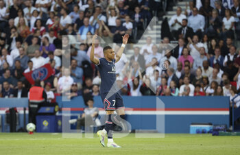 2022-05-21 - Kylian Mbappe of PSG celebrates his goal during the French championship Ligue 1 football match between Paris Saint-Germain (PSG) and FC Metz on May 21, 2022 at Parc des Princes stadium in Paris, France - PARIS SAINT-GERMAIN (PSG) VS FC METZ - FRENCH LIGUE 1 - SOCCER