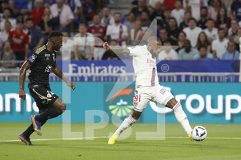 05/08/2022 - Alexandre LACAZETTE of Lyon and Oumar GONZALEZ of Ajaccio during the French championship Ligue 1 football match between Olympique Lyonnais (Lyon) and AC Ajaccio on August 5, 2022 at Groupama stadium in Decines-Charpieu near Lyon, France - FOOTBALL - FRENCH CHAMP - LYON V AJACCIO - FRENCH LIGUE 1 - CALCIO