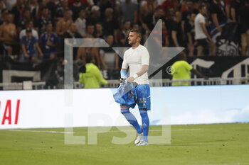 05/08/2022 - Anthony LOPES of Lyon red card during the French championship Ligue 1 football match between Olympique Lyonnais (Lyon) and AC Ajaccio on August 5, 2022 at Groupama stadium in Decines-Charpieu near Lyon, France - FOOTBALL - FRENCH CHAMP - LYON V AJACCIO - FRENCH LIGUE 1 - CALCIO
