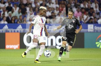 05/08/2022 - Thiago Mendes of Lyon, Romain Hamouma of Ajaccio during the French championship Ligue 1 football match between Olympique Lyonnais (OL) and AC Ajaccio (ACA) on August 5, 2022 at Groupama Stadium in Decines-Charpieu near Lyon, France - FOOTBALL - FRENCH CHAMP - LYON V AJACCIO - FRENCH LIGUE 1 - CALCIO