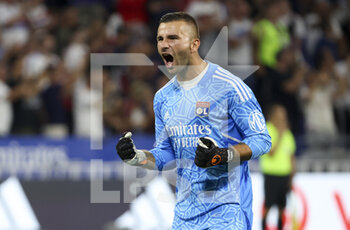 05/08/2022 - Goalkeeper of Lyon Anthony Lopes celebrates the goal of Alexandre Lacazette during the French championship Ligue 1 football match between Olympique Lyonnais (OL) and AC Ajaccio (ACA) on August 5, 2022 at Groupama Stadium in Decines-Charpieu near Lyon, France - FOOTBALL - FRENCH CHAMP - LYON V AJACCIO - FRENCH LIGUE 1 - CALCIO