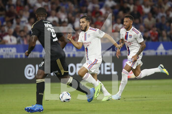 05/08/2022 - Rayan CHERKI of Lyon and Corentin TOLISSO of Lyon during the French championship Ligue 1 football match between Olympique Lyonnais (Lyon) and AC Ajaccio on August 5, 2022 at Groupama stadium in Decines-Charpieu near Lyon, France - FOOTBALL - FRENCH CHAMP - LYON V AJACCIO - FRENCH LIGUE 1 - CALCIO
