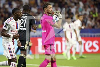 05/08/2022 - Goalkeeper of Ajaccio Benjamin Leroy during the French championship Ligue 1 football match between Olympique Lyonnais (OL) and AC Ajaccio (ACA) on August 5, 2022 at Groupama Stadium in Decines-Charpieu near Lyon, France - FOOTBALL - FRENCH CHAMP - LYON V AJACCIO - FRENCH LIGUE 1 - CALCIO