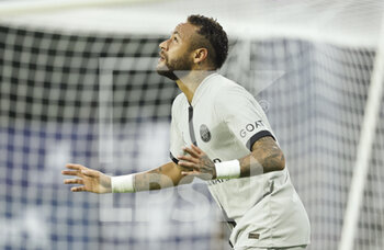 2022-08-06 - Neymar Jr of PSG celebrates his goal during the French championship Ligue 1 football match between Clermont Foot 63 and Paris Saint-Germain (PSG) on August 6, 2022 at Stade Gabriel Montpied in Clermont-Ferrand, France - FOOTBALL - FRENCH CHAMP - CLERMONT V PARIS SG - FRENCH LIGUE 1 - SOCCER