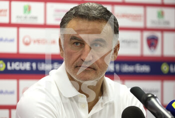 2022-08-06 - Coach of PSG Christophe Galtier during the press conference following the French championship Ligue 1 football match between Clermont Foot 63 and Paris Saint-Germain (PSG) on August 6, 2022 at Stade Gabriel Montpied in Clermont-Ferrand, France - FOOTBALL - FRENCH CHAMP - CLERMONT V PARIS SG - FRENCH LIGUE 1 - SOCCER