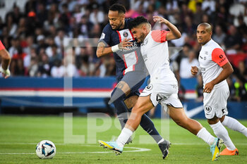 13/08/2022 - NEYMAR JR of PSG and Jordan FERRI of Montpellier during the French championship Ligue 1 football match between Paris Saint-Germain and Montpellier HSC on August 13, 2022 at Parc des Princes stadium in Paris, France - FOOTBALL - FRENCH CHAMP - PARIS SG V MONTPELLIER - FRENCH LIGUE 1 - CALCIO