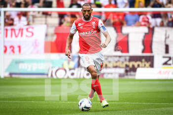 14/08/2022 - Yunis ABDELHAMID of Reims during the French championship Ligue 1 football match between Stade de Reims and Clermont Foot 63 on August 14, 2022 at Auguste Delaune stadium in Reims, France - FOOTBALL - FRENCH CHAMP - REIMS V CLERMONT - FRENCH LIGUE 1 - CALCIO