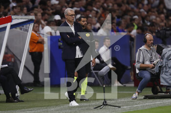 2022-08-19 - Bruno IRLES coach of Troyes during the French championship Ligue 1 football match between Olympique Lyonnais (Lyon) and ESTAC Troyes on August 19, 2022 at Groupama stadium in Decines-Charpieu near Lyon, France - FOOTBALL - FRENCH CHAMP - LYON V TROYES - FRENCH LIGUE 1 - SOCCER