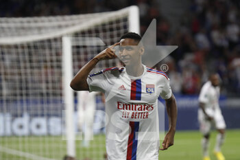 2022-08-19 - Furacao TETE of Lyon celebrate score a goal during the French championship Ligue 1 football match between Olympique Lyonnais (Lyon) and ESTAC Troyes on August 19, 2022 at Groupama stadium in Decines-Charpieu near Lyon, France - FOOTBALL - FRENCH CHAMP - LYON V TROYES - FRENCH LIGUE 1 - SOCCER