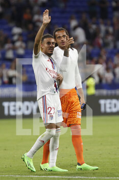 2022-08-19 - Malo GUSTO of Lyon and Kayne BONNEVIE of Lyon during the French championship Ligue 1 football match between Olympique Lyonnais (Lyon) and ESTAC Troyes on August 19, 2022 at Groupama stadium in Decines-Charpieu near Lyon, France - FOOTBALL - FRENCH CHAMP - LYON V TROYES - FRENCH LIGUE 1 - SOCCER
