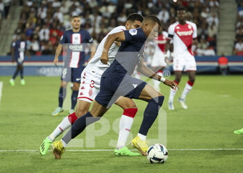 2022-08-28 - Kylian Mbappe of PSG during the French championship Ligue 1 football match between Paris Saint-Germain (PSG) and AS Monaco (ASM) on August 28, 2022 at Parc des Princes stadium in Paris, France - FOOTBALL - FRENCH CHAMP - PARIS SG V MONACO - FRENCH LIGUE 1 - SOCCER