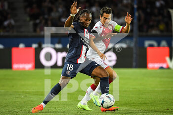 2022-08-28 - Renato SANCHES of PSG and Wissam BEN YEDDER of Monaco during the French championship Ligue 1 football match between Paris Saint-Germain and AS Monaco on August 28, 2022 at Parc des Princes stadium in Paris, France - FOOTBALL - FRENCH CHAMP - PARIS SG V MONACO - FRENCH LIGUE 1 - SOCCER
