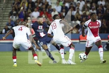 2022-08-28 - Marco Verratti of PSG, Youssouf Fofana, Axel Disasi of Monaco during the French championship Ligue 1 football match between Paris Saint-Germain (PSG) and AS Monaco (ASM) on August 28, 2022 at Parc des Princes stadium in Paris, France - FOOTBALL - FRENCH CHAMP - PARIS SG V MONACO - FRENCH LIGUE 1 - SOCCER